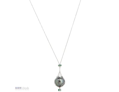 14K WHITE GOLD, BLACK CULTURED TAHITIAN PEARL AND ...