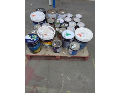 Pallet LOT of paint, brands include Dulux, Intergr...