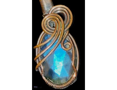 88.2 CARATS WIRE WRAPPED LABORODITE PENDANT AND CH...