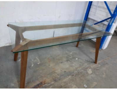 Table With Glass Top, Timber Style, Brown Finish

...