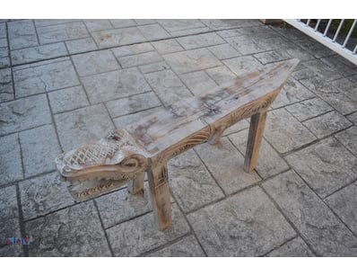Vintage Look Handmade Crocidile Seat/Bench, Wooden...