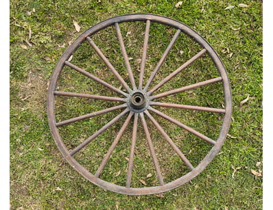Carriage wheel, 16 spokes 50 inch diameter, 1.5 in...