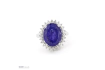 14K White Gold, Tanzanite And Diamond, Halo