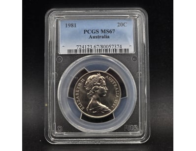1981 AUSTRALIAN 20C COIN PCGS GRADED

Pcgs Ms67...