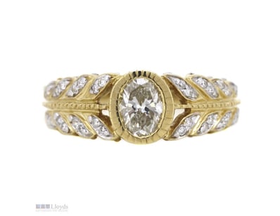 14K YELLOW GOLD AND DIAMOND, ORNATE DRESS RING.   ...