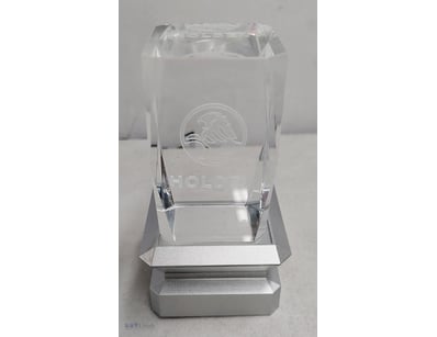 HOLDEN BRANDED GLASS PAPERWEIGHT WITH A 3D LASER-E...