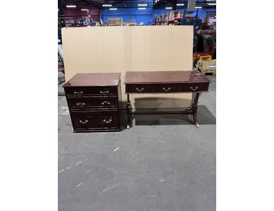 Vintage Wohlers mahogany desk and matching three-d...
