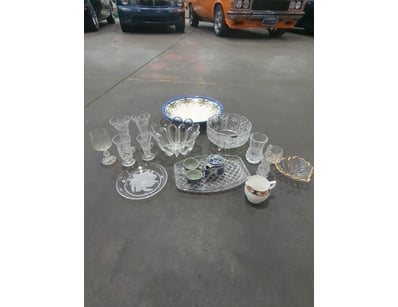 Assorted glassware, including bowls plates and mor...