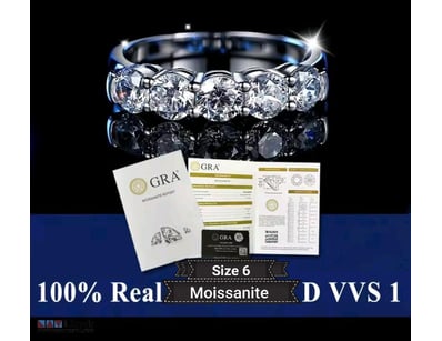 GRA CERTIFIED MOISSANITE ETERNITY RING 0.1CTS SIZE...
