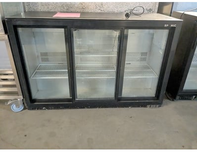 Commercial glass 3-door bar refrigerator with blac...