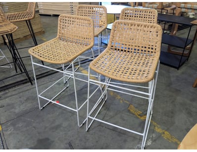 Set of four contemporary bar stools featuring wove...