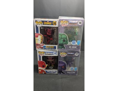 LOT OF 4 FUNKO POP VINYL FIGURES - MARVEL, DC, AND...