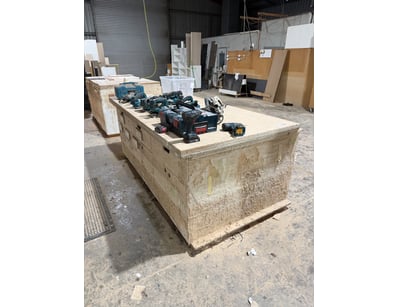 2 x Workbenches with various power tools including...