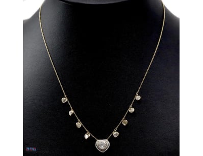 14K YELLOW GOLD AND DIAMOND, HEART DOUBLE HALO NEC...