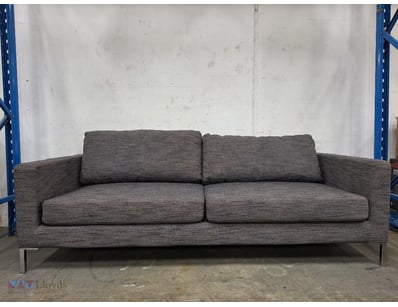 3 Seater, Couch, Grey Fabric, Chrome Look Legs, Ap...