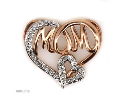 10K ROSE GOLD AND WHITE GOLD, DIAMOND "MOM" HEART ...