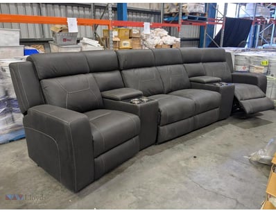 Grey leather Style reclining sectional sofa featur...