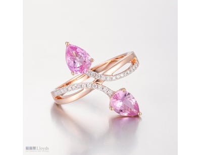 14CT ROSE GOLD PINK CEYLON SAPPHIRE AND DIAMOND DR...