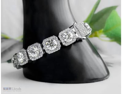 WHITE  GOLD PLATED TENNIS BRACELET WHITE CUBIC ZIR...