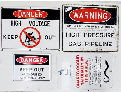 VINTAGE AUSTRALIAN SAFETY WARNING SIGNS COLLECTION...