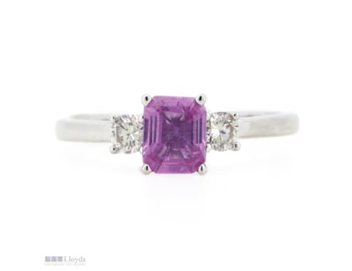 14K WHITE GOLD, PINK SAPPHIRE AND DIAMOND, TRILOGY...