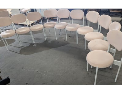 Bulk lot of modern dining chairs featuring white m...
