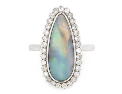 14K WHITE GOLD, 1.99CT AUSTRALIAN ANDAMOOKA OPAL A...