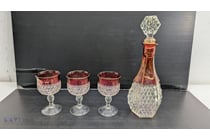 Diamond Point Ruby Flash Pressed Glass