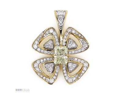 14K YELLOW GOLD AND DIAMOND, ORNATE PENDANT.      ...