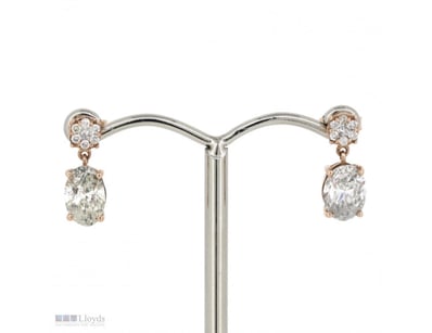14K ROSE GOLD AND DIAMOND, DROP EARRINGS.      

T...