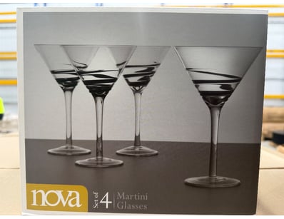 RRP: $480 BOX LOT - QTY x 6 Sets of 4 Martini Glas...