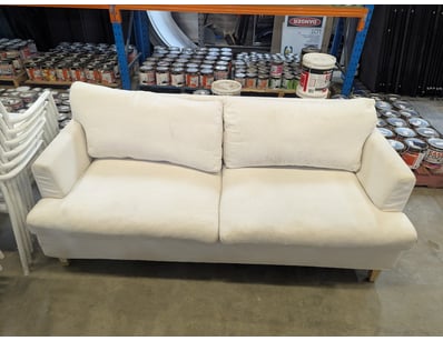 Couch, 2 seater, timber frame, white upholstery 
...