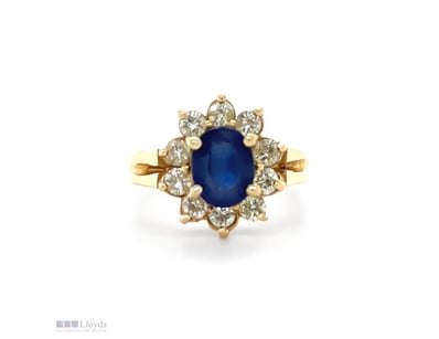 18CT YELLOW GOLD SAPPHIRE AND DIAMOND RING 1.80CT ...