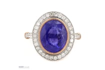 14K Rose Gold, Tanzanite And Diamond, Halo Ring.