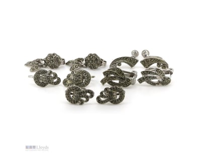SELECTION OF 5 X VINTAGE MARCASITE EARRINGS.      ...