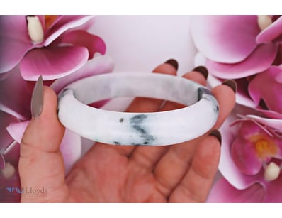 NATURAL BURMESE JADE BANGLE ON 925 SILVER - WITH C...