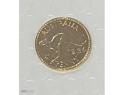 1964 AUSTRALIA QUEEN ELIZABETH LAST PENNY-GOLD PLA...