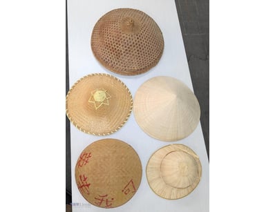 COLLECTION OF SIX WOVEN BAMBOO AND RATTAN DECORATI...