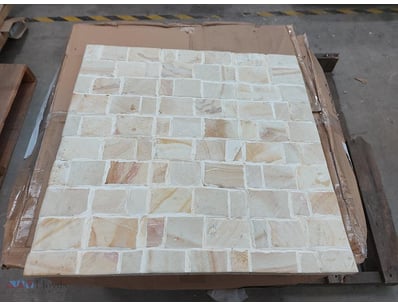 Decorative wall tile mosaic sheet featuring a rand...