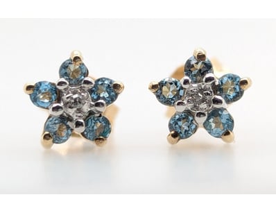 9CT YELLOW GOLD TOPAZ AND DIAMOND EARRINGS


58...