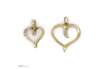 2 X 9K Yellow Gold And Diamond, Heart Shaped