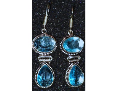 63 CARATS PAIR OF SLIVER AND SWISS TOPAZ HOOK EARR...