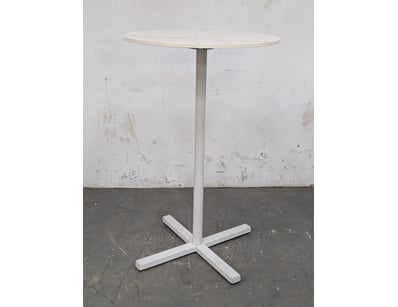 Bar table, white metal frame, marble style pattern...