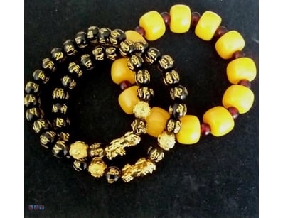 3 X UNISEX STRETCH BRACELET CHINESE BEESWAX AND GO...