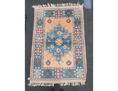 TURKISH KILIM HANDMADE RUG WITH GEOMETRIC MEDALLIO...