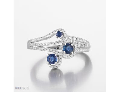 14CT WHITE GOLD AUSTRALIAN SAPPHIRE AND DIAMOND DR...