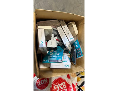 Assorted box lot of security camera and equipment