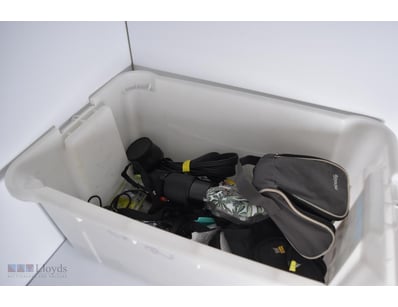 Box Of Assorted Camera Accessories, Bags, Lens, An...