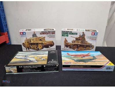 COLLECTION OF FOUR TAMIYA MILITARY SCALE MODEL KIT...