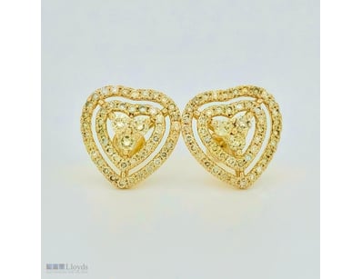 9CT YELLOW GOLD FANCY YELLOW DIAMOND HEART STUD EA...
